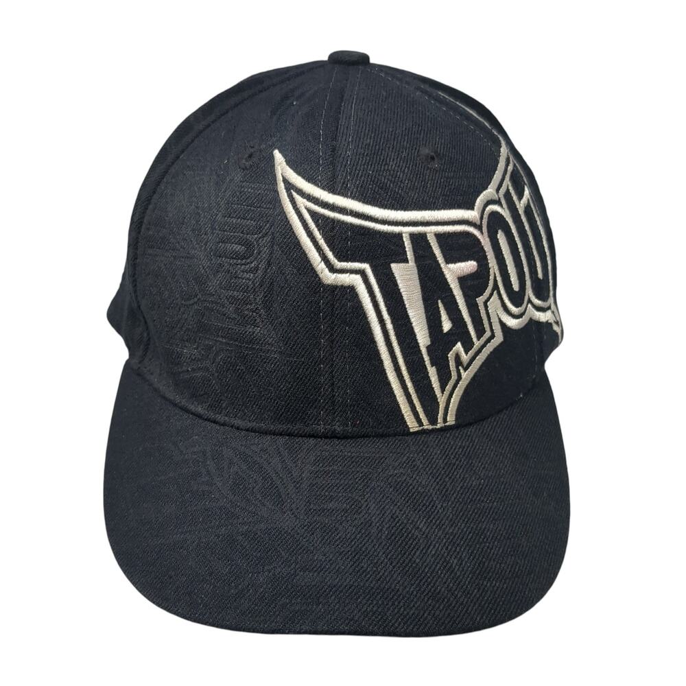 Tapout Fitted Hat Black XL Embroidered Stretch 6 Panel Vent Holes